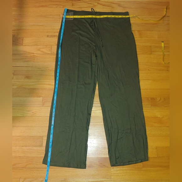 Olive Green Buttery Soft Pajamas Pants Drawstring Waist Lounge Wide Leg 2XL - Picture 4 of 12